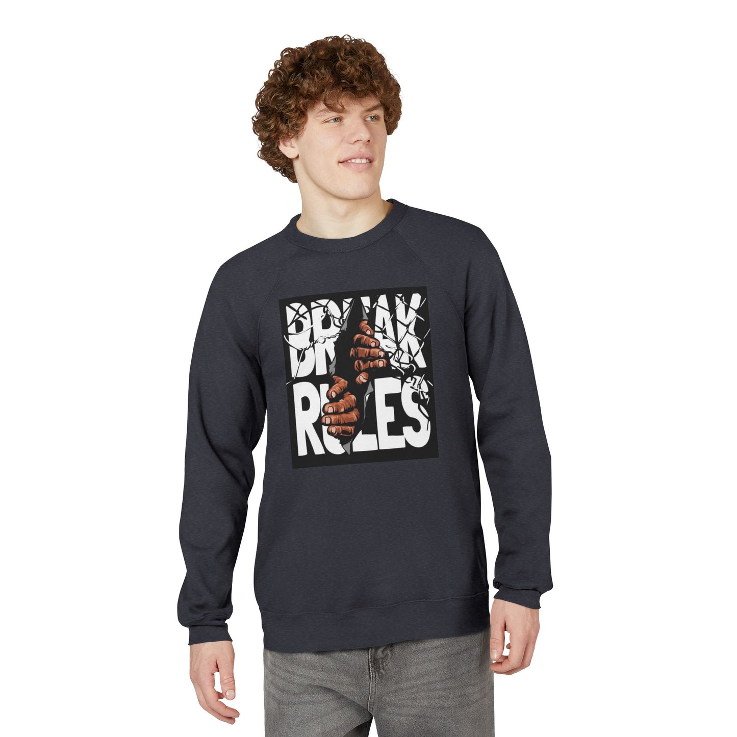 🔥 Break Rules Sweatshirt — Bold Graphic Raglan Crewneck