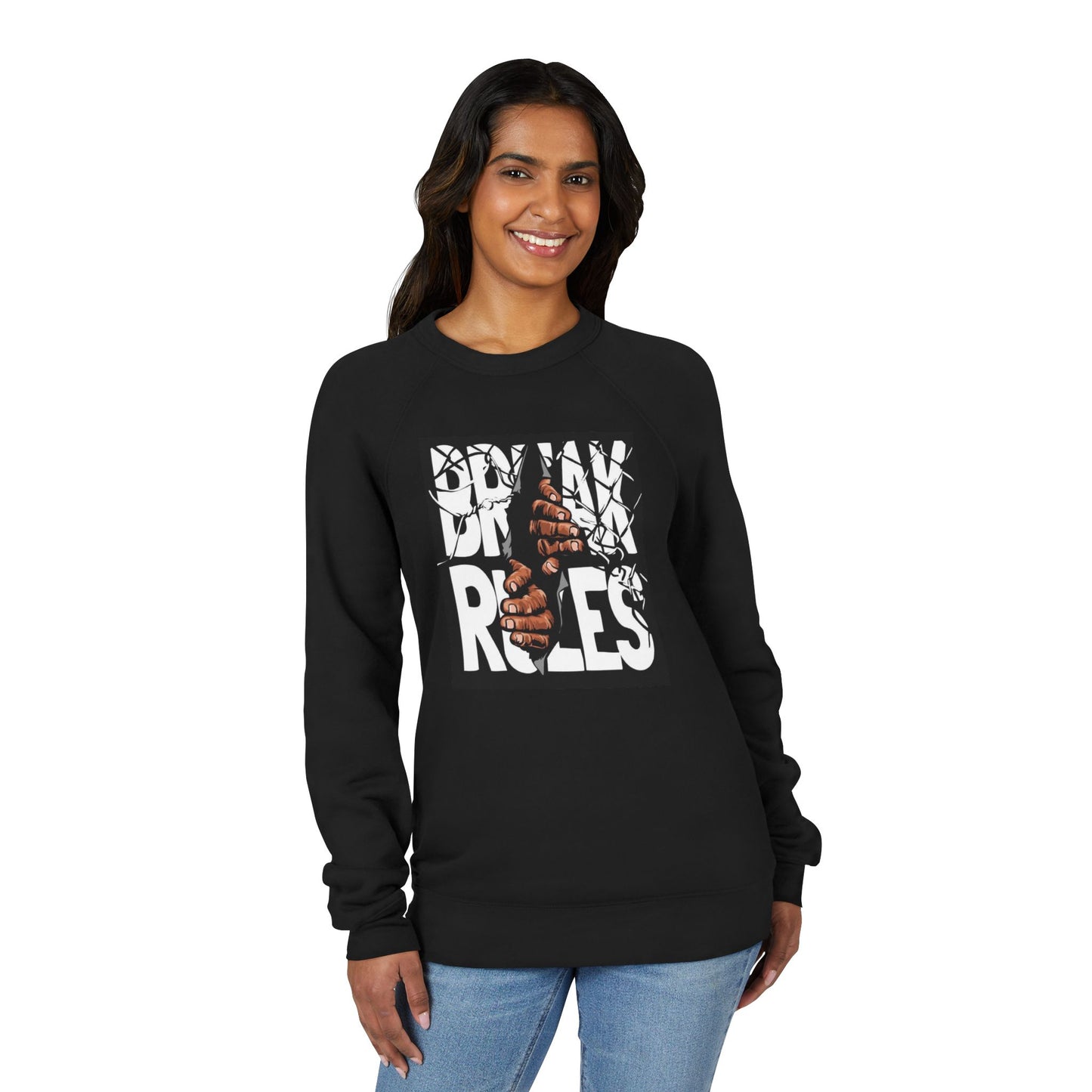 🔥 Break Rules Sweatshirt — Bold Graphic Raglan Crewneck