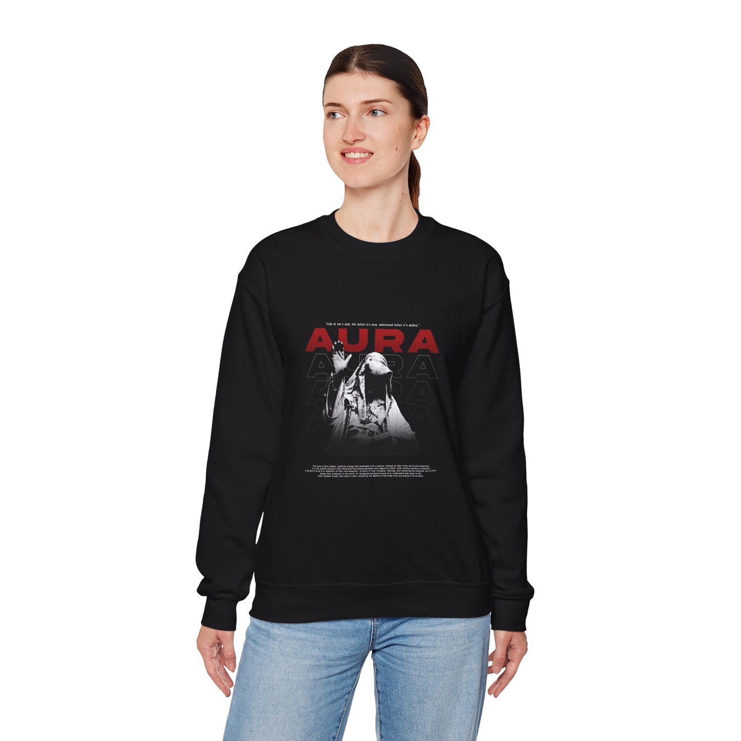 Aura Crewneck Sweatshirt — Retro Band Poster Aesthetic