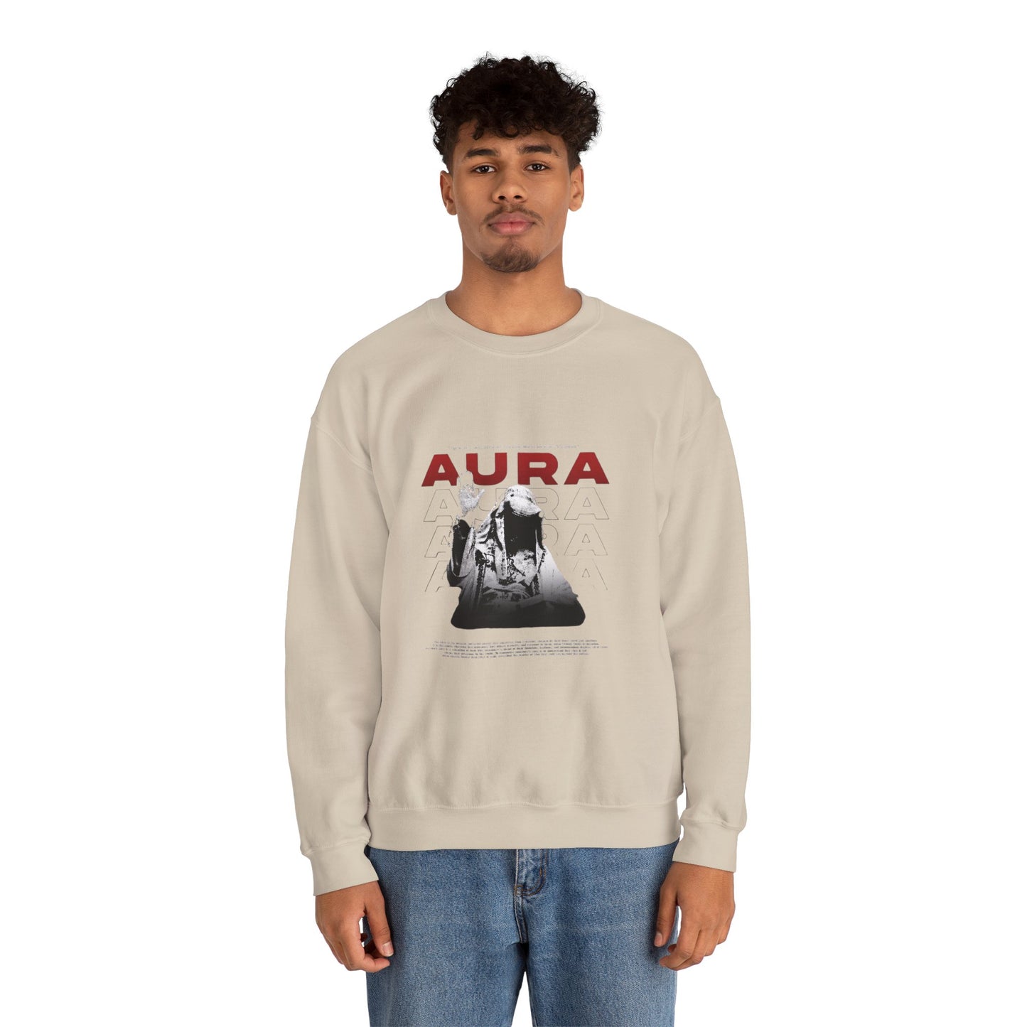 Aura Crewneck Sweatshirt — Retro Band Poster Aesthetic