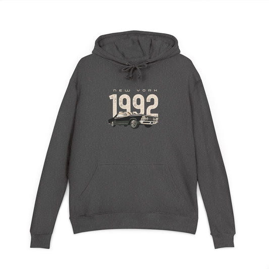 🚗🔥 1992 Retro Car Hoodie — Vintage New York Graphic Pullover 🗽✨