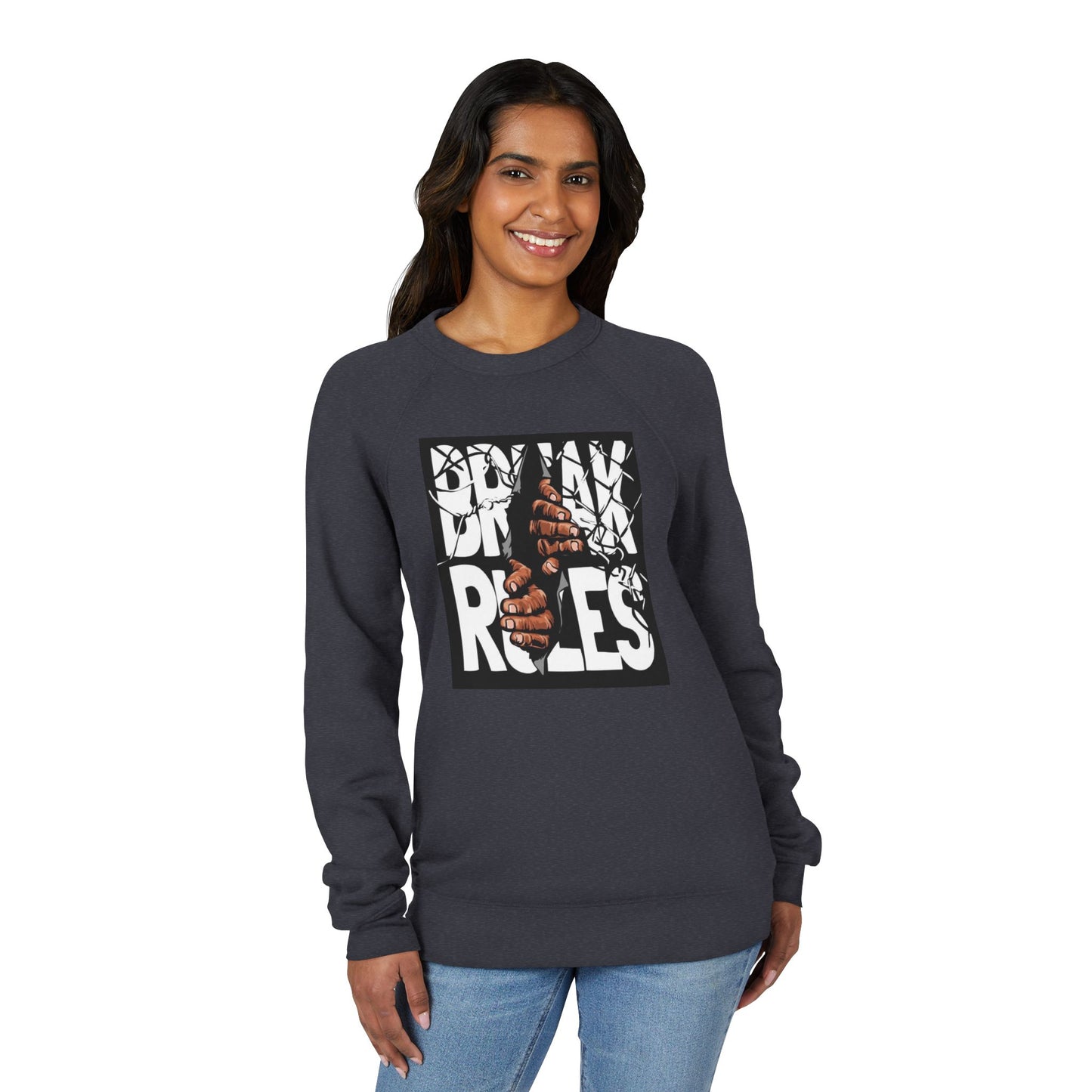 🔥 Break Rules Sweatshirt — Bold Graphic Raglan Crewneck