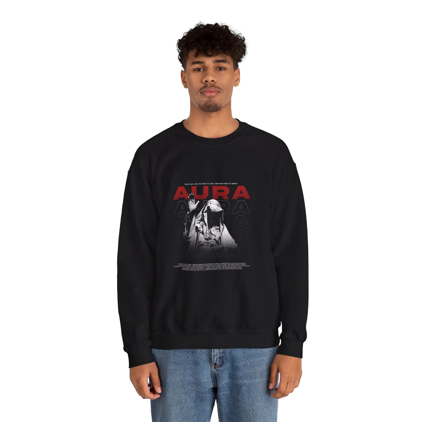 Aura Crewneck Sweatshirt — Retro Band Poster Aesthetic