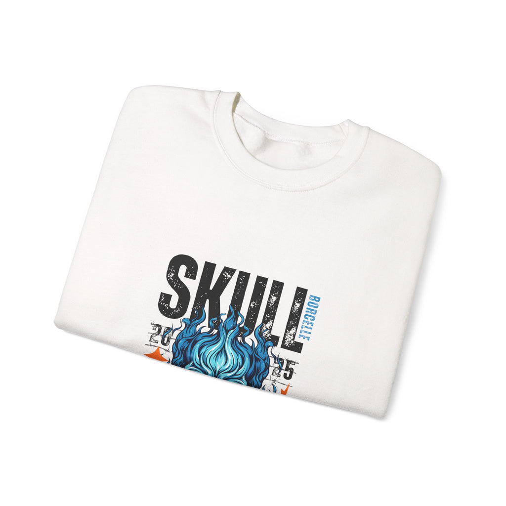 🔥💀 Rep the flame! Bold blue flaming skull graphic sweatshirt 💥