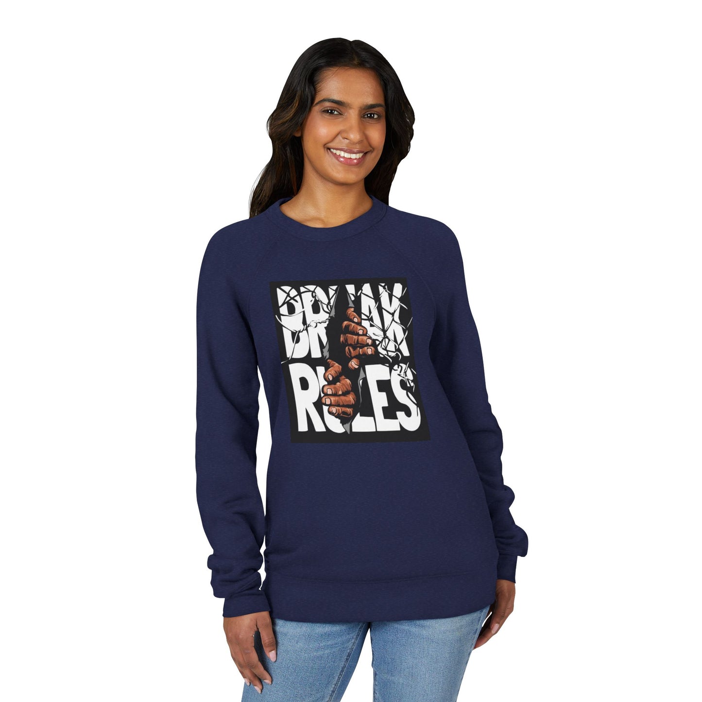 🔥 Break Rules Sweatshirt — Bold Graphic Raglan Crewneck