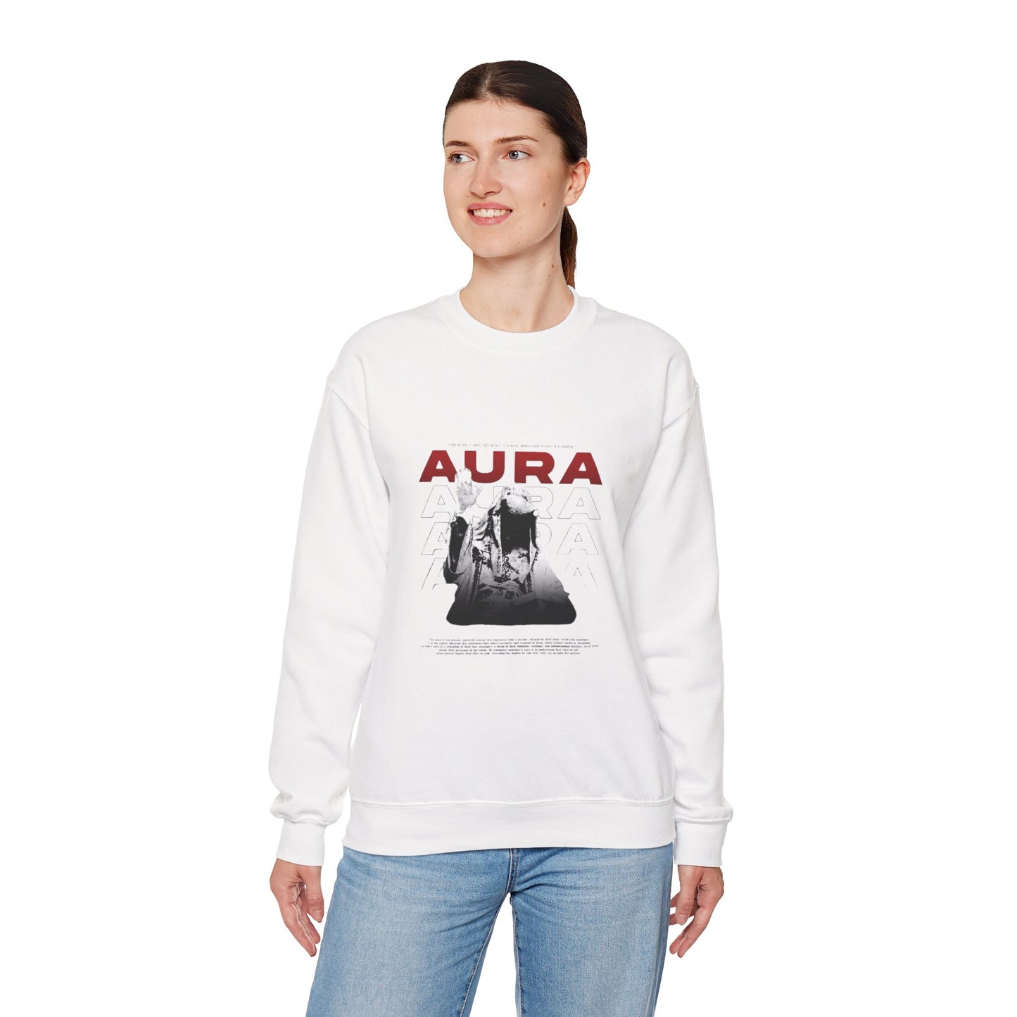 Aura Crewneck Sweatshirt — Retro Band Poster Aesthetic