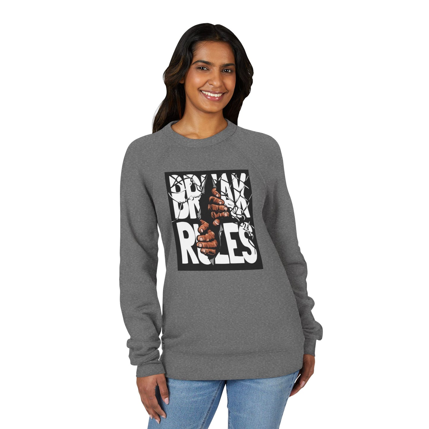 🔥 Break Rules Sweatshirt — Bold Graphic Raglan Crewneck