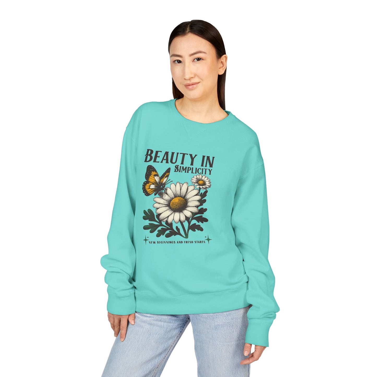 🌼🦋 Daisy & Butterfly “Beauty in Simplicity” Crewneck Sweatshirt 🦋🌼