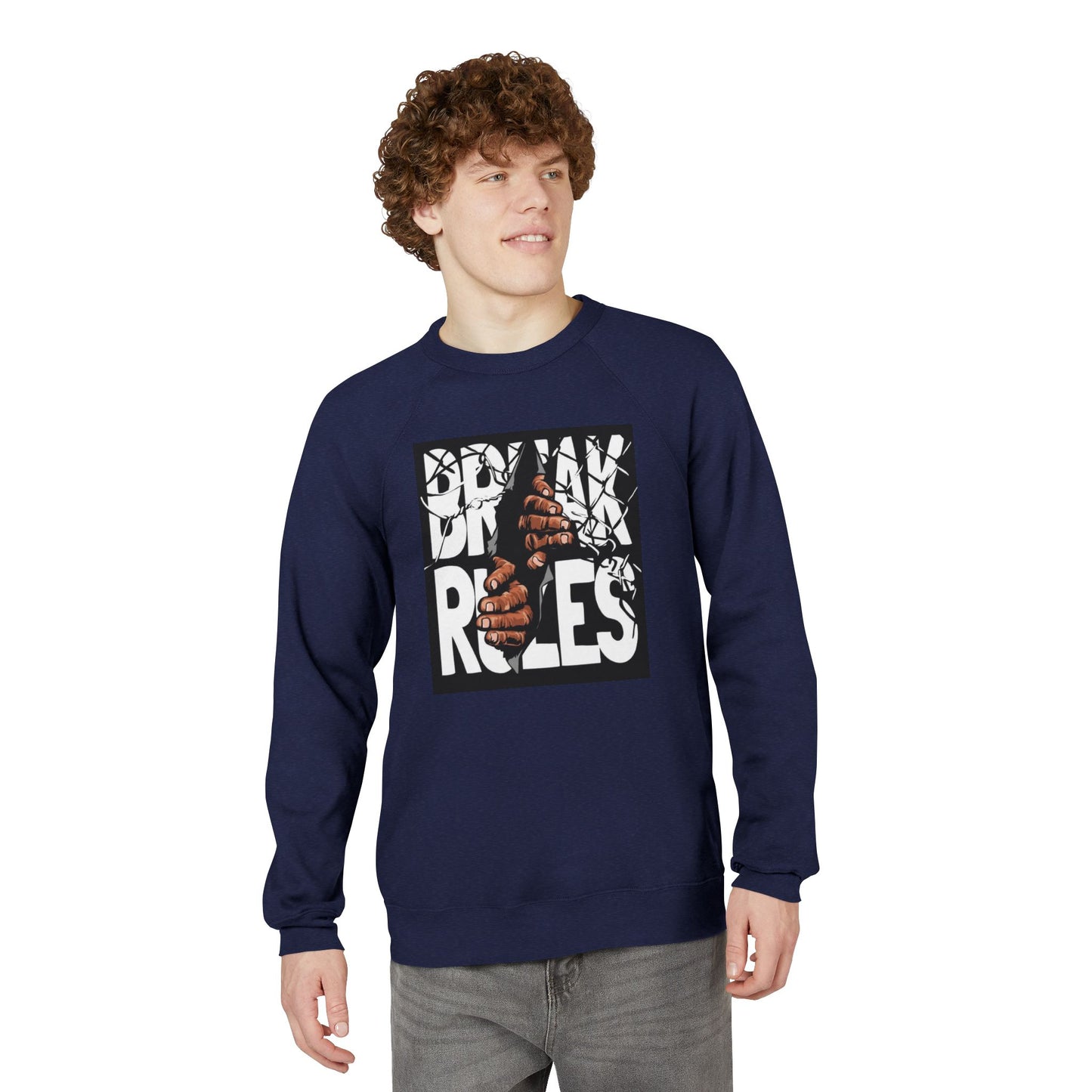 🔥 Break Rules Sweatshirt — Bold Graphic Raglan Crewneck