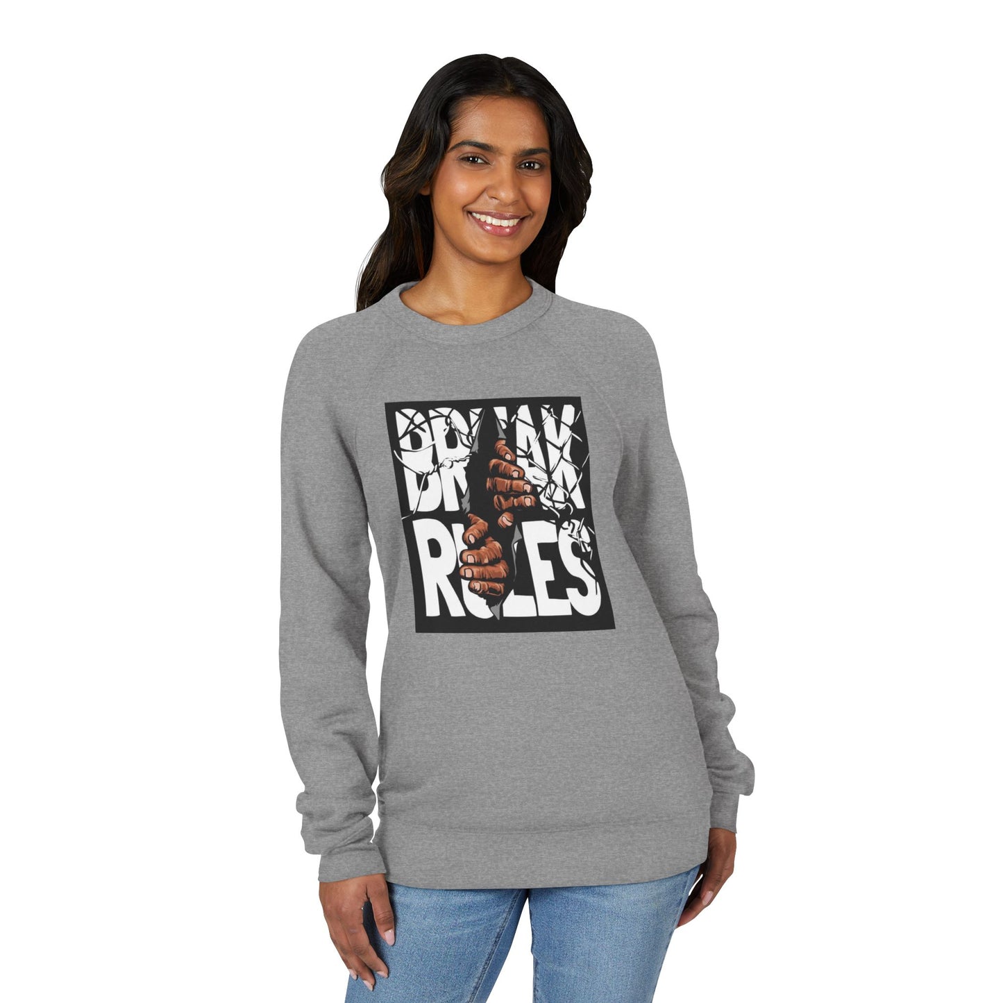 🔥 Break Rules Sweatshirt — Bold Graphic Raglan Crewneck