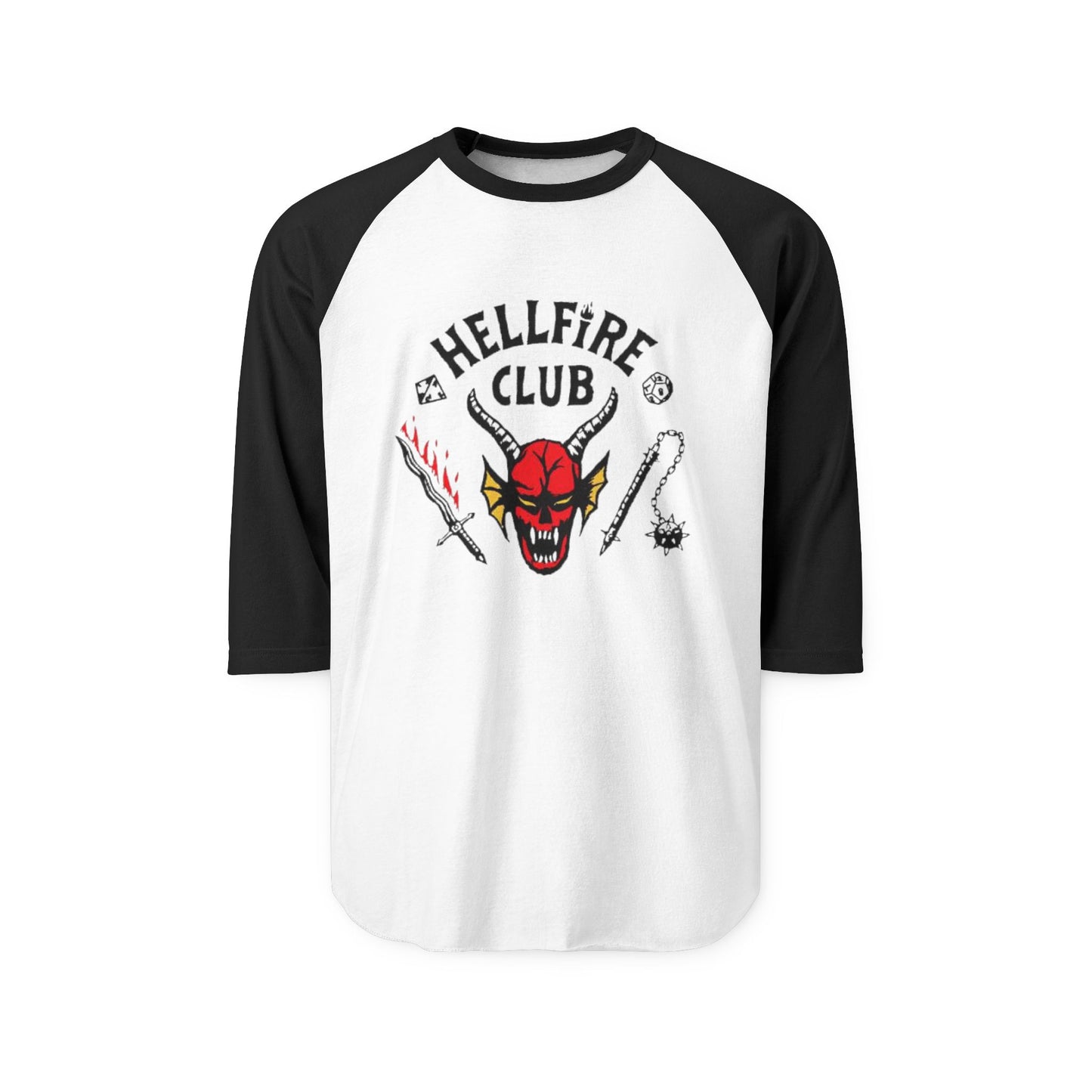 Hellfire Club Raglan Shirt – Retro Devil Skull Baseball Tee