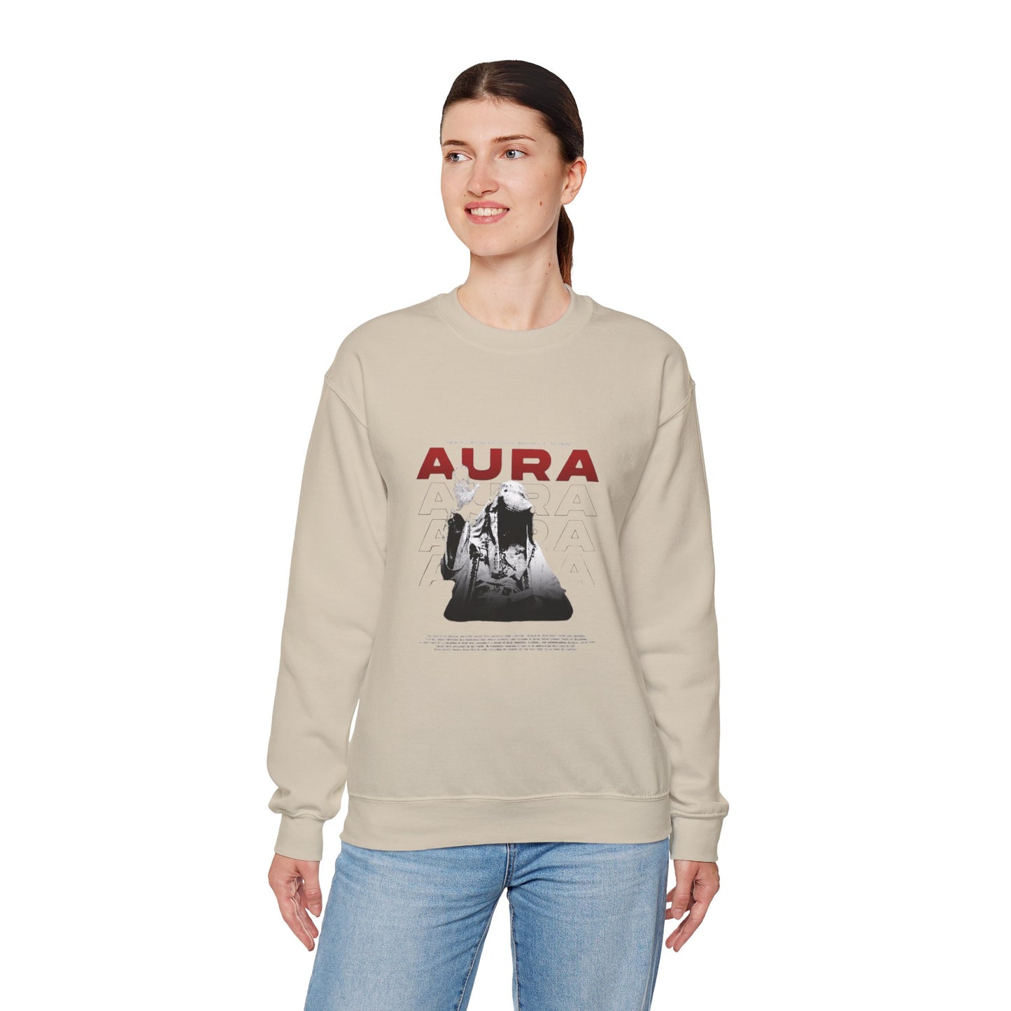 Aura Crewneck Sweatshirt — Retro Band Poster Aesthetic